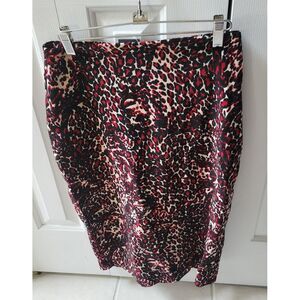 Samantha Sung Leopard Wool & Silk Blend Pencil Skirt Women's Size 4 Luxury